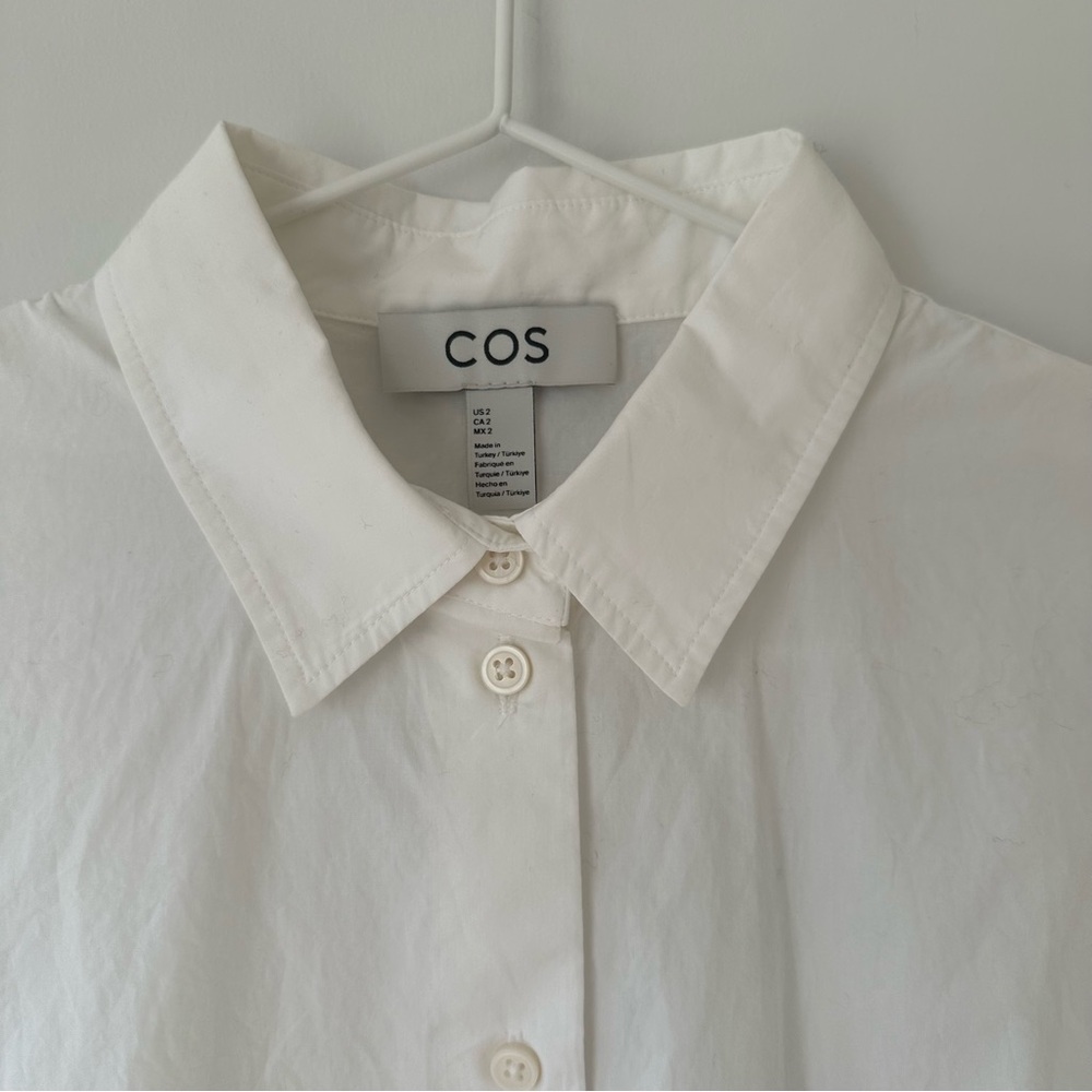 COS White Poplin Cotton Short-Sleeve Button-Down Shirt Women US 2 — NWOT - Picture 3 of 8